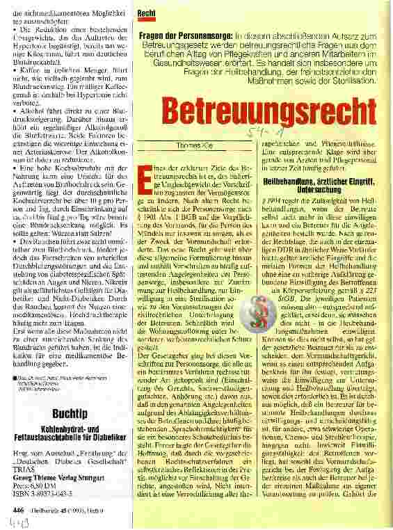 Vorschauseite 1: Betreuungsrecht Fragen der Personensorge