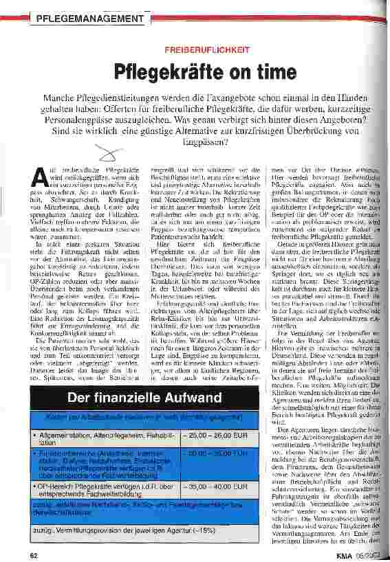 Vorschauseite 1: Freiberuflichkeit: Pflegekräfte on time