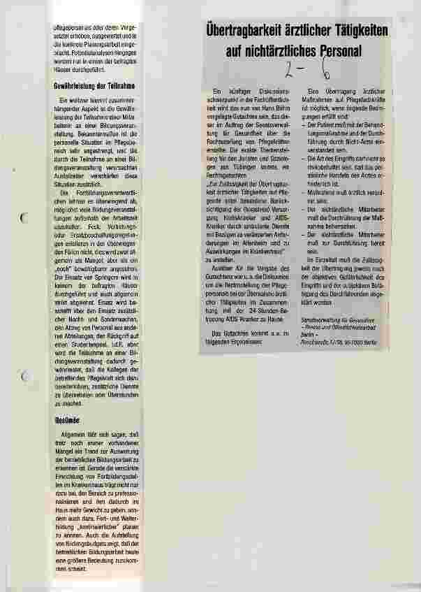 Vorschauseite 1: Übertragbarkeit ärztlicher Tätigkeiten auf nichtärztliches Personal