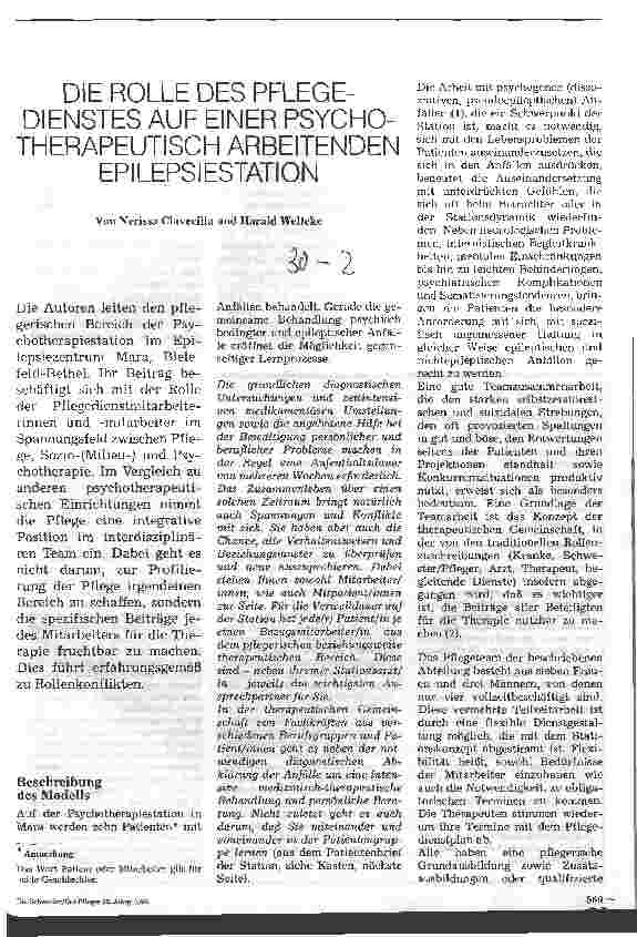 Vorschauseite 1: Die Rolle des Pflegedienstes auf einer psychotherapeutisch arbeitenden Epilepsiestation