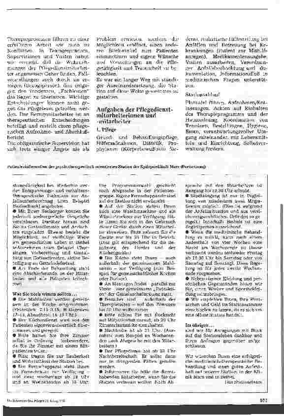 Vorschauseite 3: Die Rolle des Pflegedienstes auf einer psychotherapeutisch arbeitenden Epilepsiestation