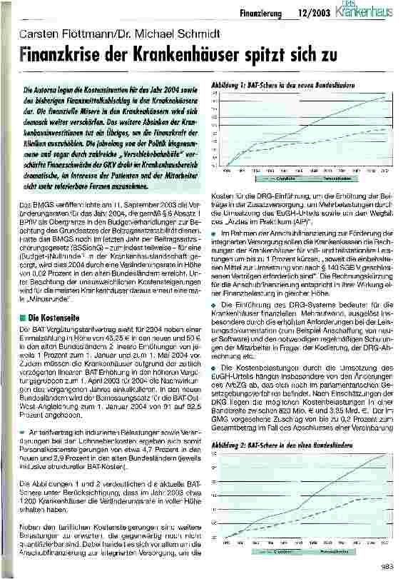 Vorschauseite 1: Finanzkrise der Krankenhäuser spitzt sich zu