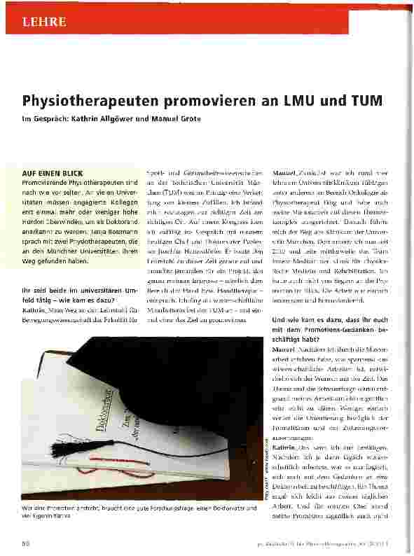Vorschauseite 1: Physiotherapeuten promovieren an LMU und TUM