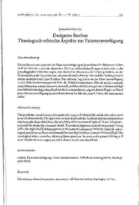 Vorschauseite 1: Designtes Sterben Theologisch-ethische Aspekte zur Patientenverfügung