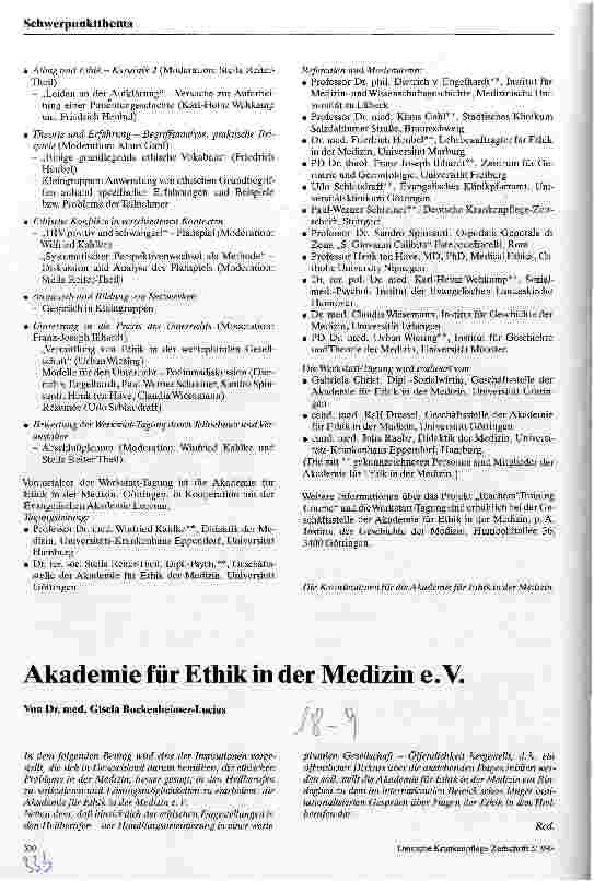 Vorschauseite 1: Akademie für Ethik in der Medizin