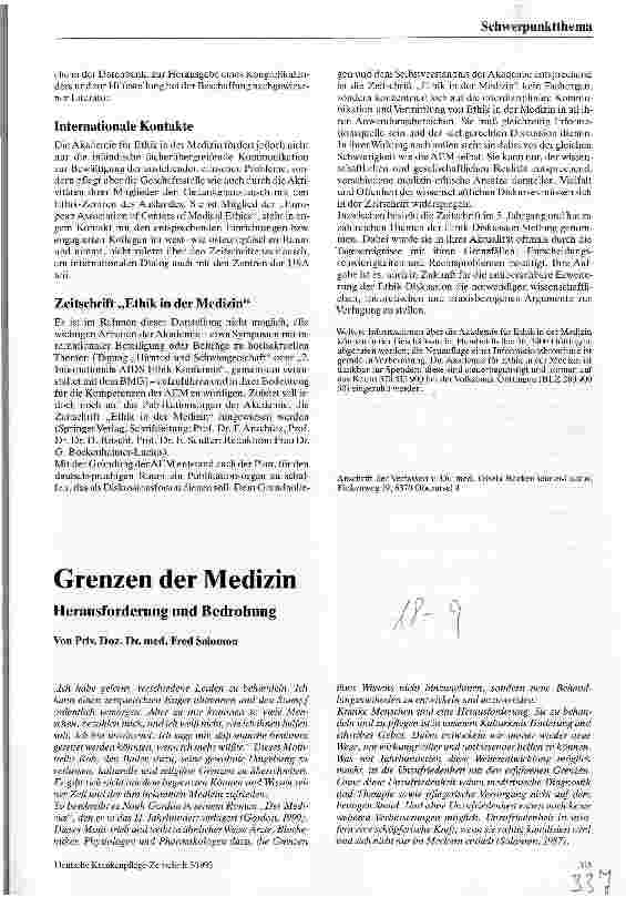 Vorschauseite 4: Akademie für Ethik in der Medizin