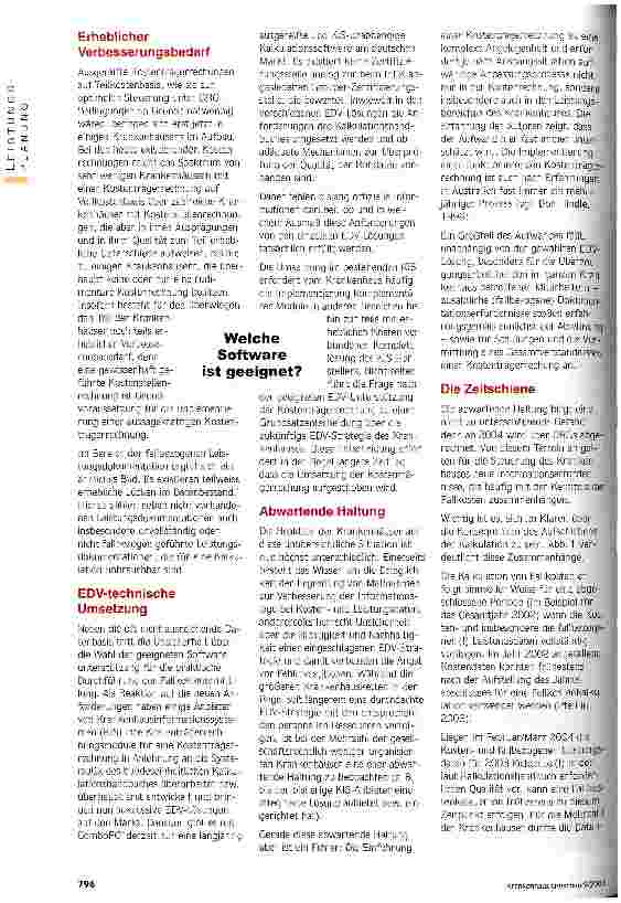 Vorschauseite 3: Noch Lücken im Datenbestand Entwicklung der Kostenund Leistungsdaten bleibt hinter den Anforderungen des DRG-System zurück - Teil 1: Die mikroökonomische Sichtweise