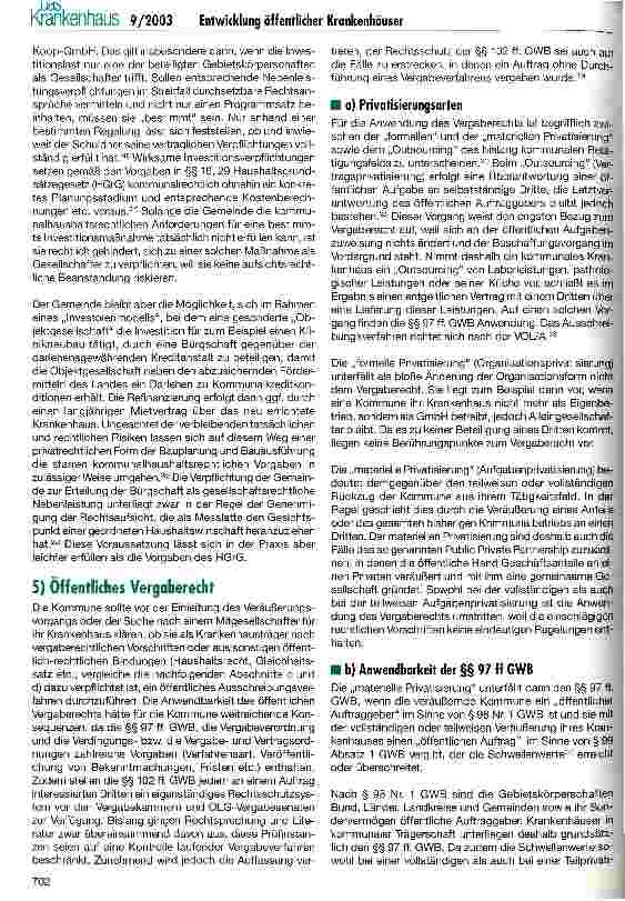 Vorschauseite 5: Verschmelzung oder Veräußerung öffentlicher Krankenhäuser? Aspekte des Kommunal-, des Gesellschaftsund des Vergaberechts