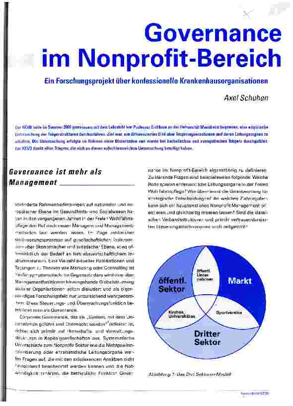 Vorschauseite 1: Governance im Nonprofit-Bereich Ein Forschungsprojekt über konfessionelle Krankenhausorganisationen