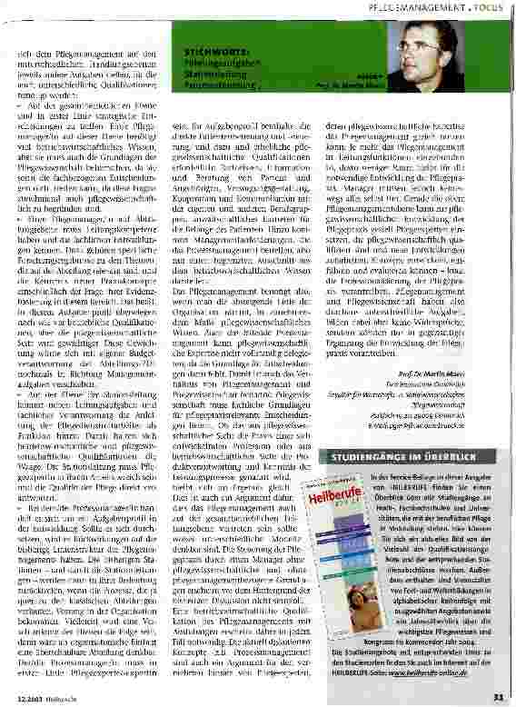 Vorschauseite 2: Positionen der Pflege im Management