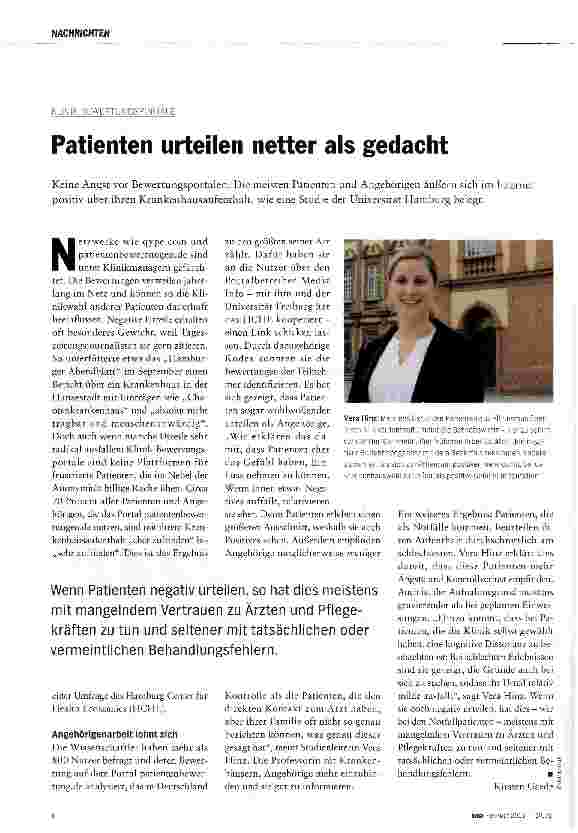 Vorschauseite 1: Patienten urteilen netter als gedacht