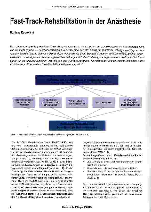 Vorschauseite 1: Fast-Track-Rehabilitation in der Anästhesie
