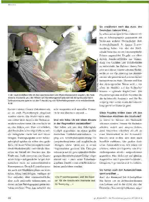 Vorschauseite 2: Weltraumund Flugmedizin als physiotherapeutische Handlungsfelder?