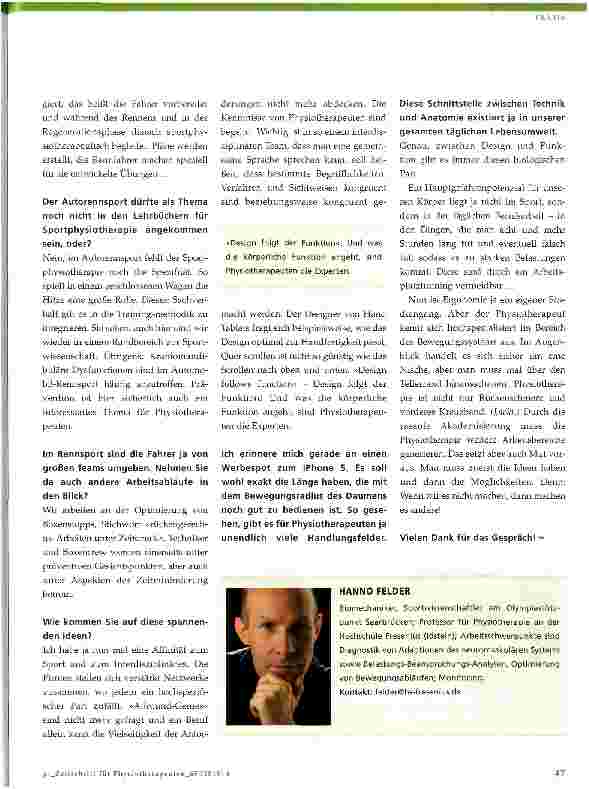 Vorschauseite 3: Weltraumund Flugmedizin als physiotherapeutische Handlungsfelder?