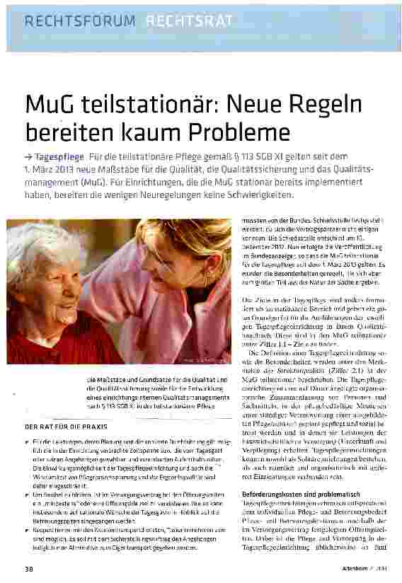 Vorschauseite 1: MuC teilstationär: Neue Regeln bereiten kaum Probleme