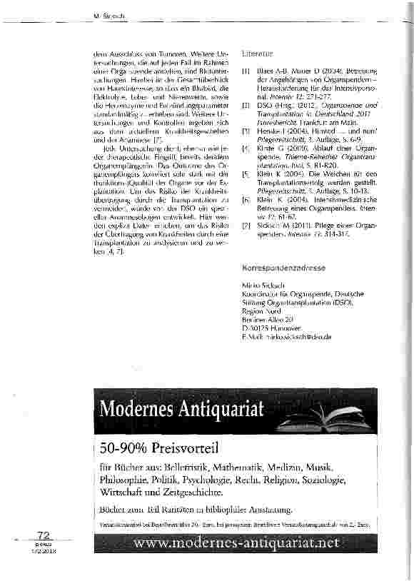 Vorschauseite 2: Intensivtherapie bei hirntoten Patienten und Angehörigengesprächen
