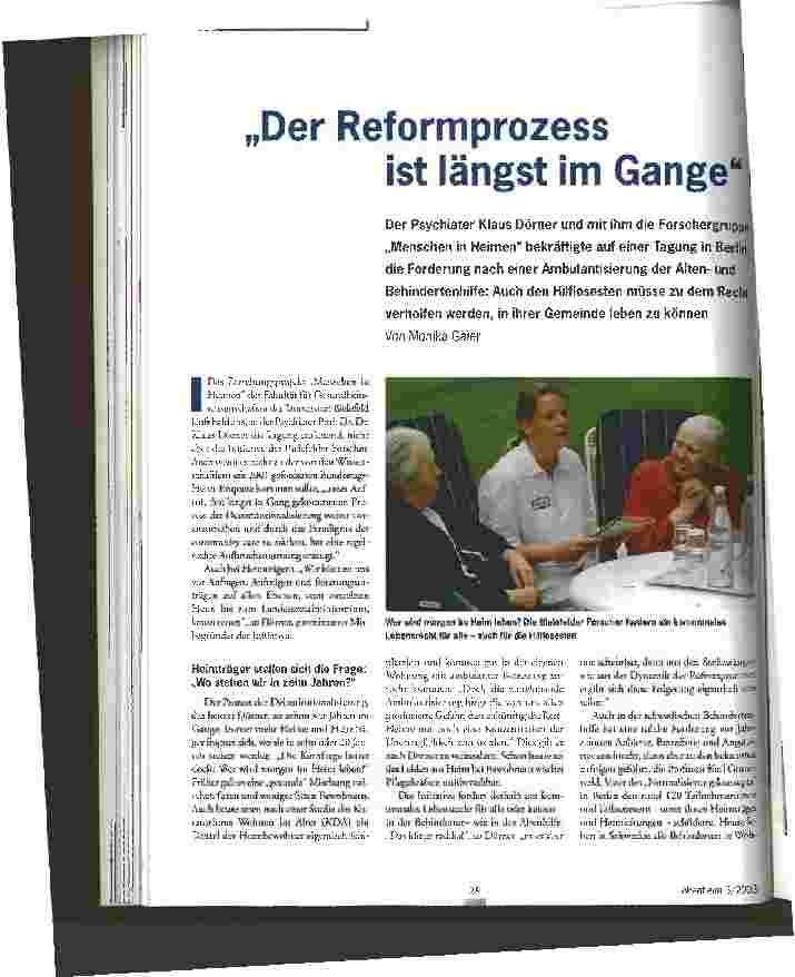 Vorschauseite 1: Der Reformprozess ist längst im Gange