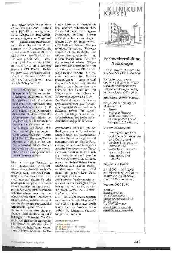 Vorschauseite 4: Schwerbehinderte müssen nicht mehr als 8 Stunden pro Tag arbeiten!