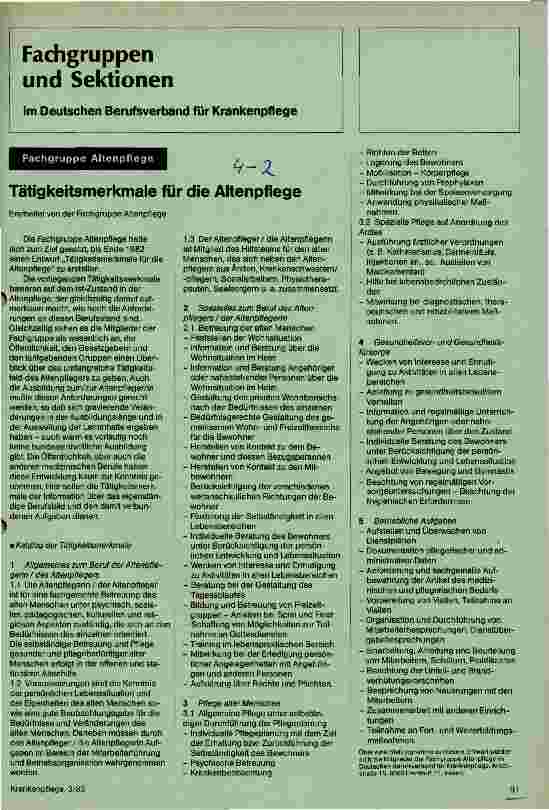 Vorschauseite 1: Tätigkeitsmerkmale für die Altenpflege