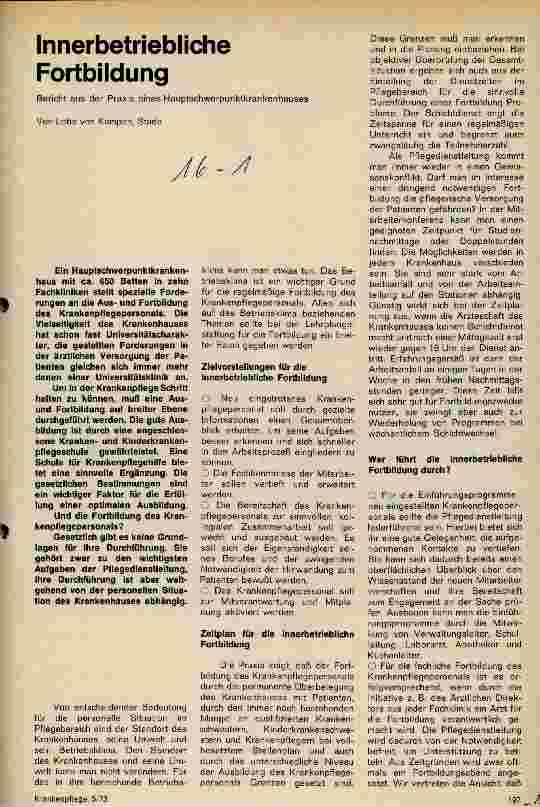 Vorschauseite 1: Innerbetriebliche Fortbildung Bericht aus der Praxis eines Hauptschwerpunktkrankenhauses