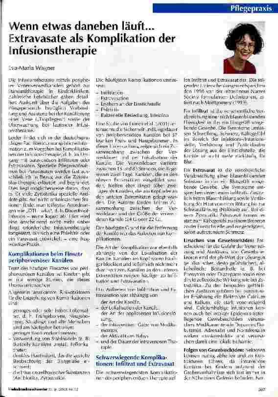 Vorschauseite 1: Wenn etwas daneben läuft... Extravasate als Komplikation der Infusionstherapie