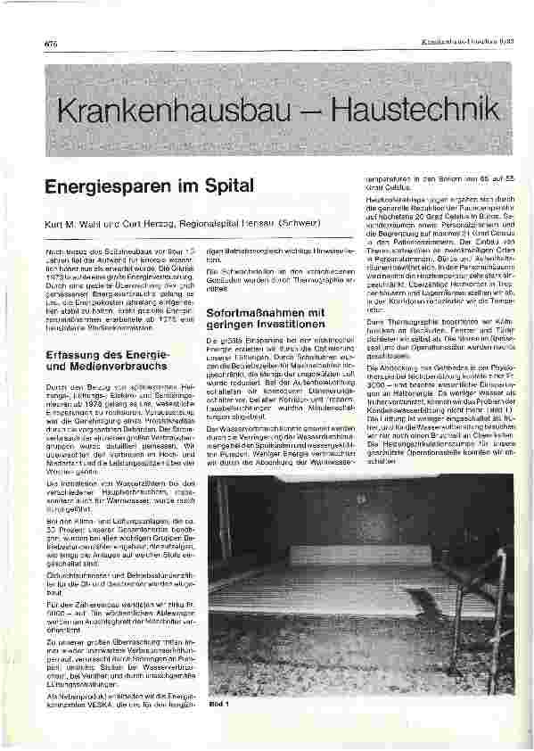 Vorschauseite 1: Energiesparen im Spital