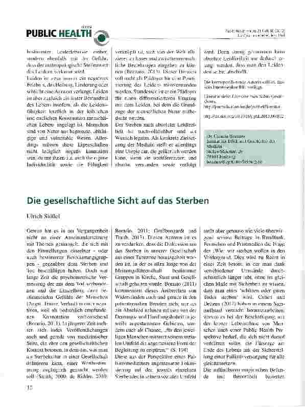 Vorschauseite 1: Die gesellschaftliche Sicht auf das Sterben