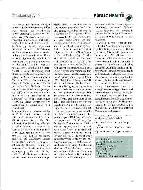 Vorschauseite 2: Die gesellschaftliche Sicht auf das Sterben