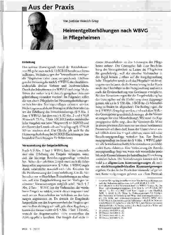 Vorschauseite 1: Heimentgelterhöhungen nach WBVG in Pflegeheimen