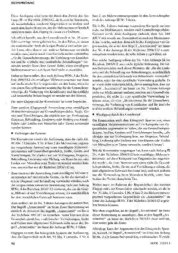 Vorschauseite 6: Besteuerung von Medizinprodukten in Spanien Art. 96, 98 Abs. 2, Anhang III Nr. 3, 4 Richtlinie 2006/112/EG über das gemeinsame Mehrwertsteuersystem