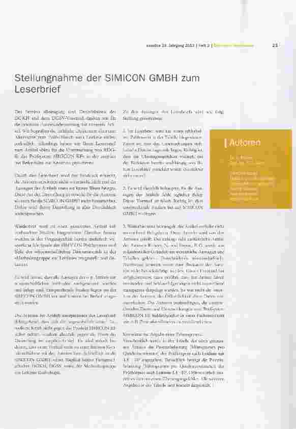 Vorschauseite 1: Stellungnahme der SIMICON GMBH zum Leserbrief