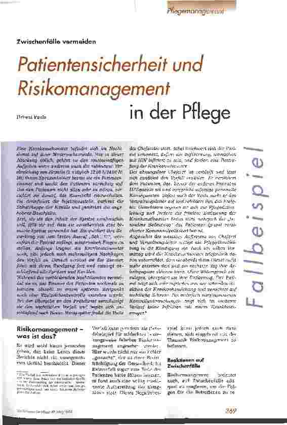 Vorschauseite 1: Patientensicherheit und Risikomanagement in der Pflege