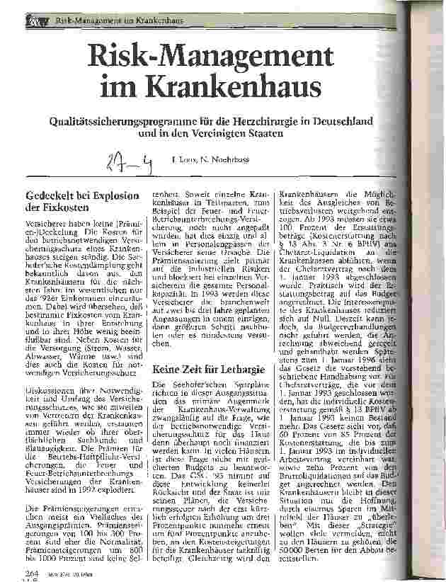 Vorschauseite 1: Risk-Management im Krankenhaus Qualitätssicherungsprogramme für die Herzchirurgie in Deutschland und USA