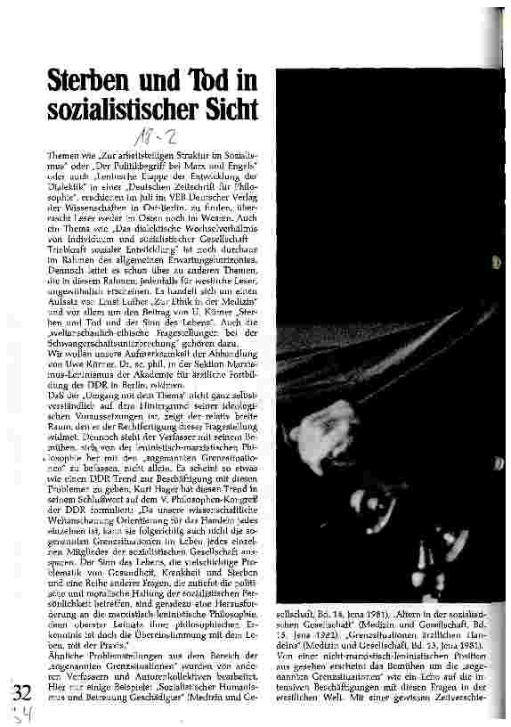 Vorschauseite 1: Sterben und Tod in sozialistischer Sicht