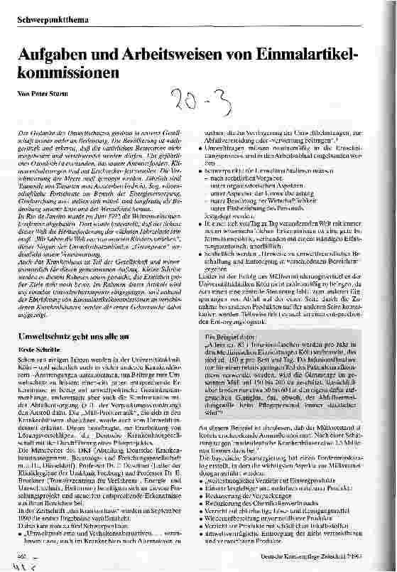 Vorschauseite 1: Aufgaben und Arbeitsweisen von Einmalartikelkommissionen