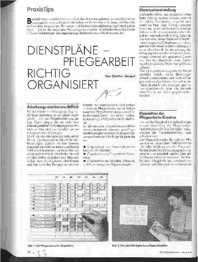 Vorschauseite 1: Dienstpläne - Pflegearbeit richtig organisiert