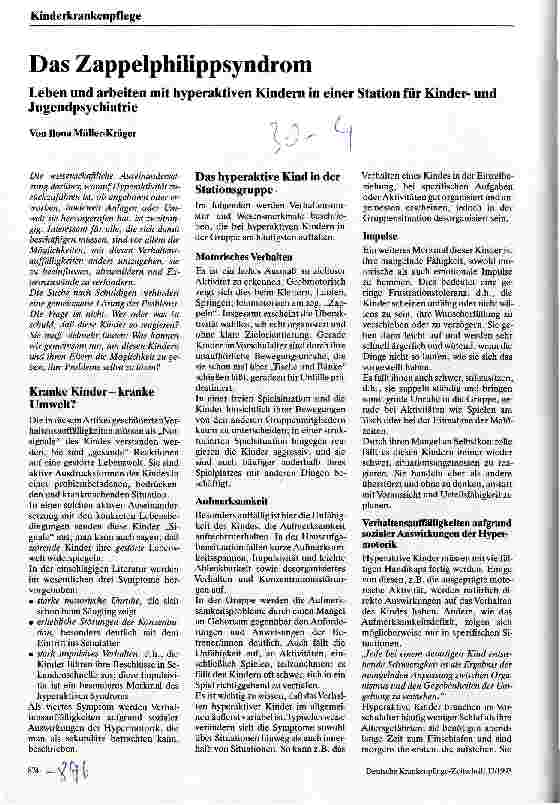 Vorschauseite 1: Das Zappelphilipsyndrom Leben und arbeiten mit hyperaktiven Kindern in einer Station für Kinderund Jugendpsychiatrie