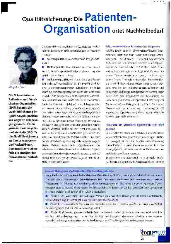 Vorschauseite 1: Qualitätssicherung: Die Patienten-Organisation ortet Nachholbedarf