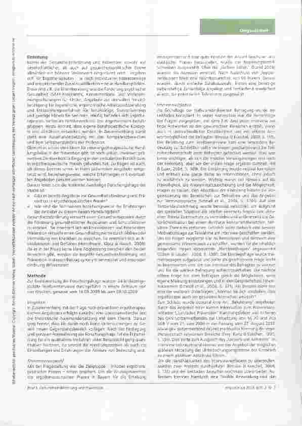 Vorschauseite 2: Gesundheitsförderung und Prävention als therapeutisches Handiungsfeld Eine Untersuchung am Beispiel ergotherapeutischer Praxen in Bayern