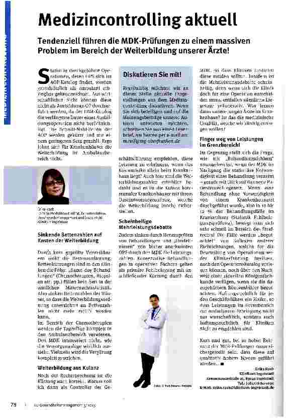 Vorschauseite 1: Medizincontrolling aktuell