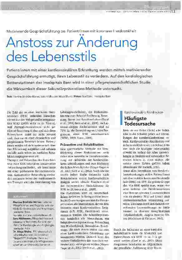 Vorschauseite 1: Anstoss zur Änderung des Lebensstils
