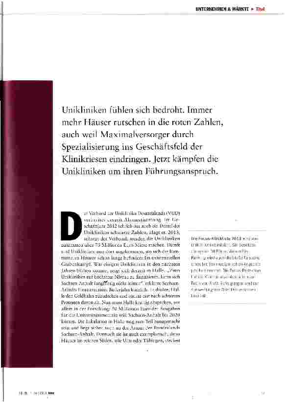 Vorschauseite 2: Spitzenmedizin in der Krise