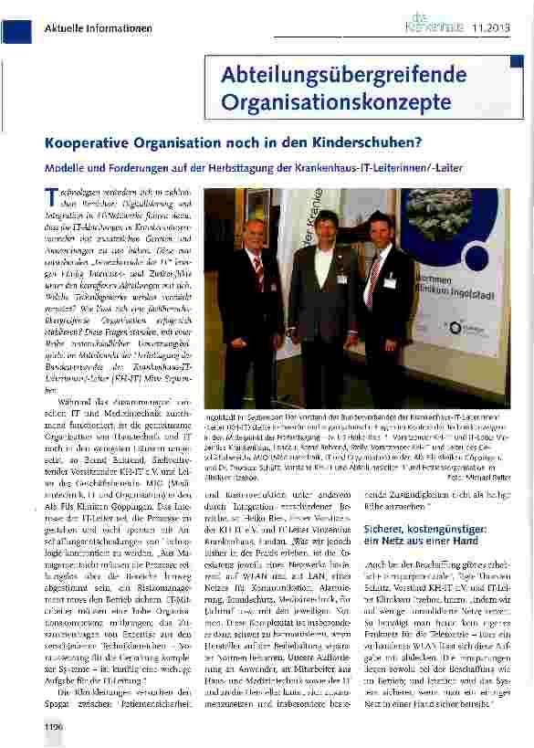 Vorschauseite 1: Kooperative Organisation noch in den Kinderschuhen? Modelle und Forderungen auf der Herbsttagung der Krankenhaus-IT-Leiterinnen/-Leiter