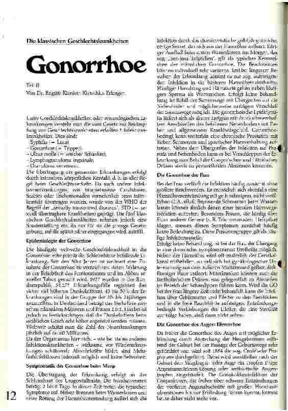 Vorschauseite 1: Gonorrhoe Die klassichen Geschlechtskrankheiten