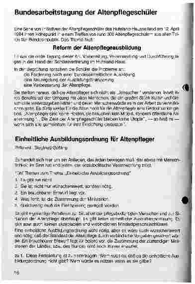 Vorschauseite 1: Einheitliche Ausbildungsordnung für Altenpfleger