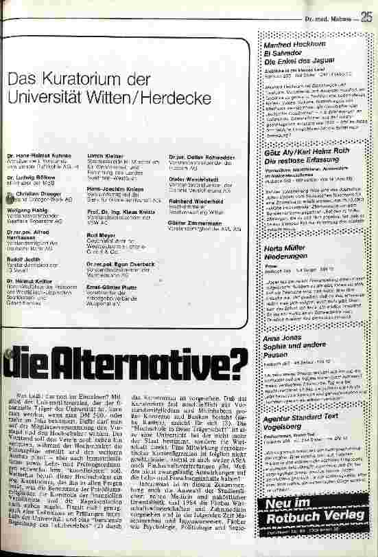 Vorschauseite 2: Uni Herdecke - die Alternative?