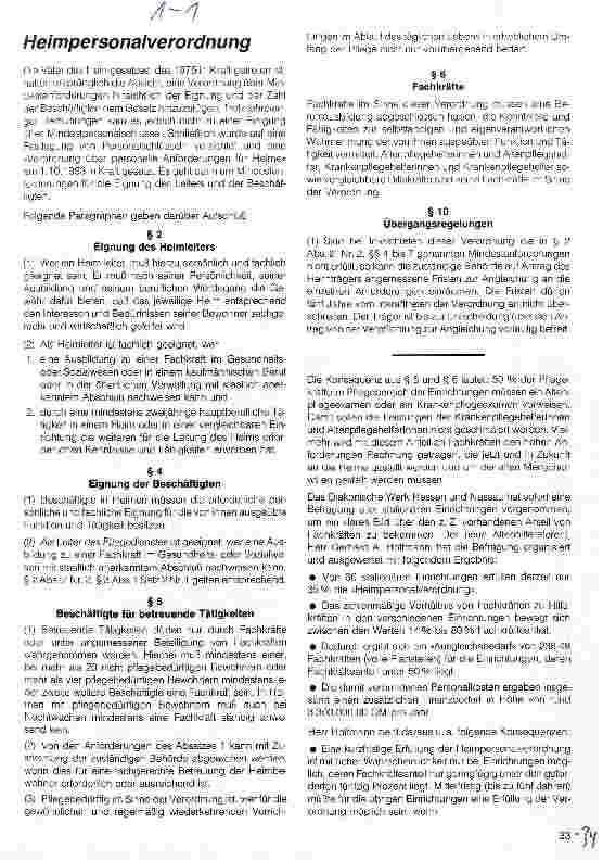 Vorschauseite 1: Heimpersonalverordnung Mindestanforderungen für die Eignung des Leiters und des Beschäftigten