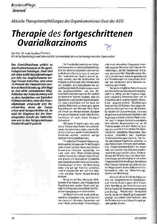 Vorschauseite 1: Therapie des fortgeschrittenen Ovarialkarzinoms
