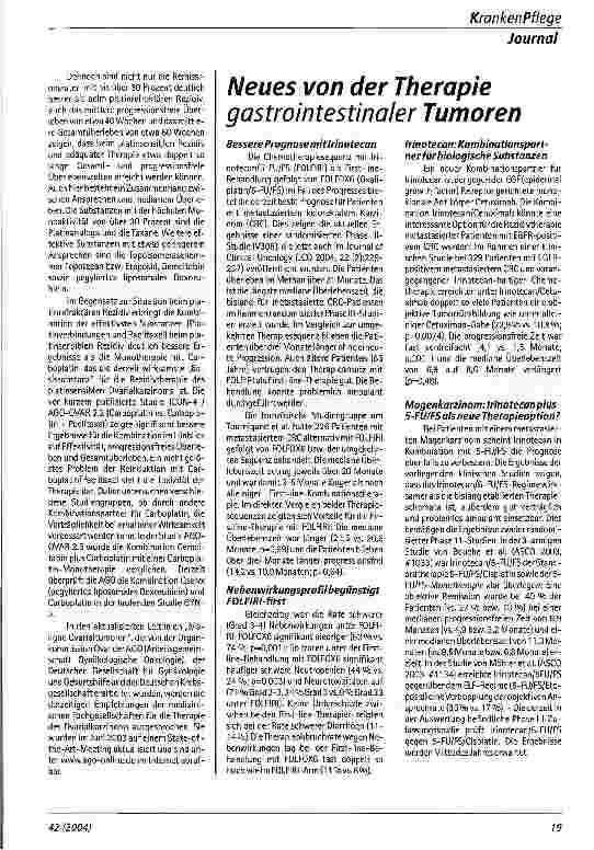 Vorschauseite 2: Therapie des fortgeschrittenen Ovarialkarzinoms