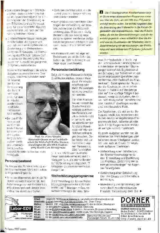 Vorschauseite 2: Vom Informationsmonopol zur Informationsbörse Krankenhäuser brauchen gut ausgebildetes IT-Personal